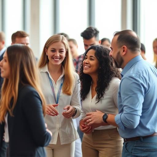 Photographie d'un événement d'entreprise, avec des employés participant à une activité de team building