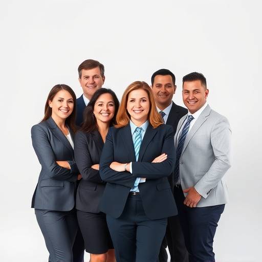 Portrait de groupe d'une équipe d'entreprise, posant avec professionnalisme