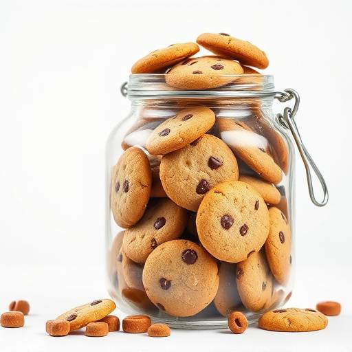 Un bocal rempli de cookies vari√©s, symbolisant les cookies web.